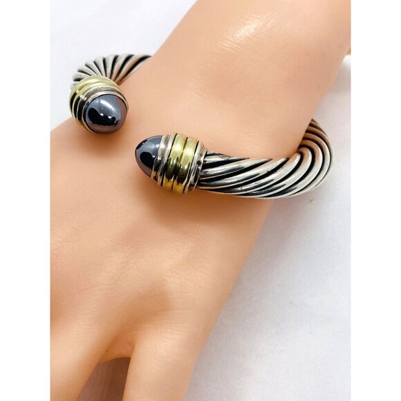 David Yurman Sterling Silver 925 14K 585 Hematite 6.25" - Picture 7 of 9